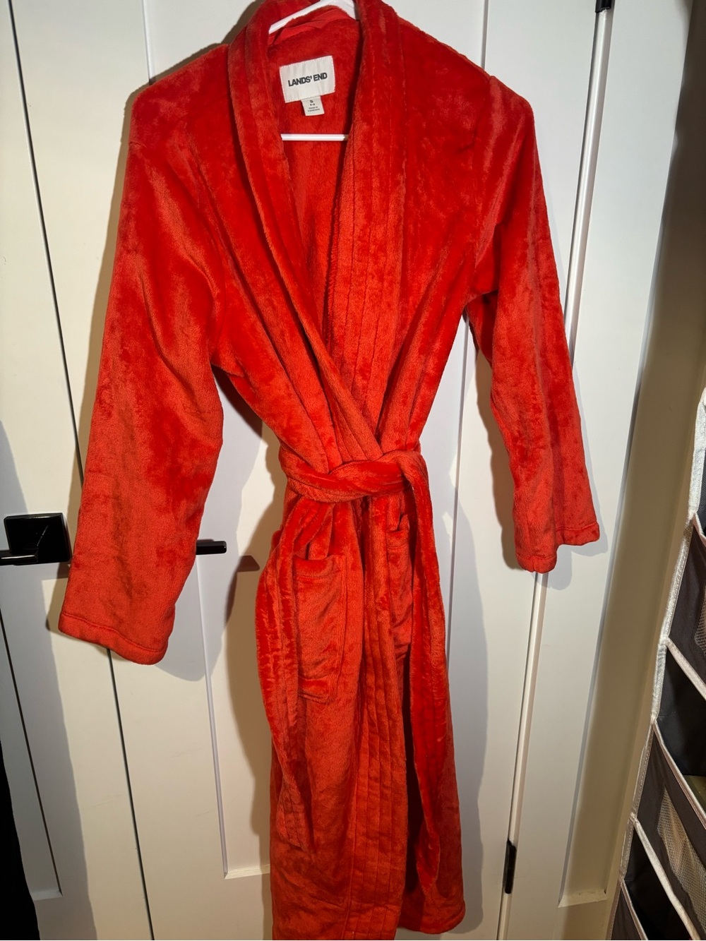 Red plush bathrobe